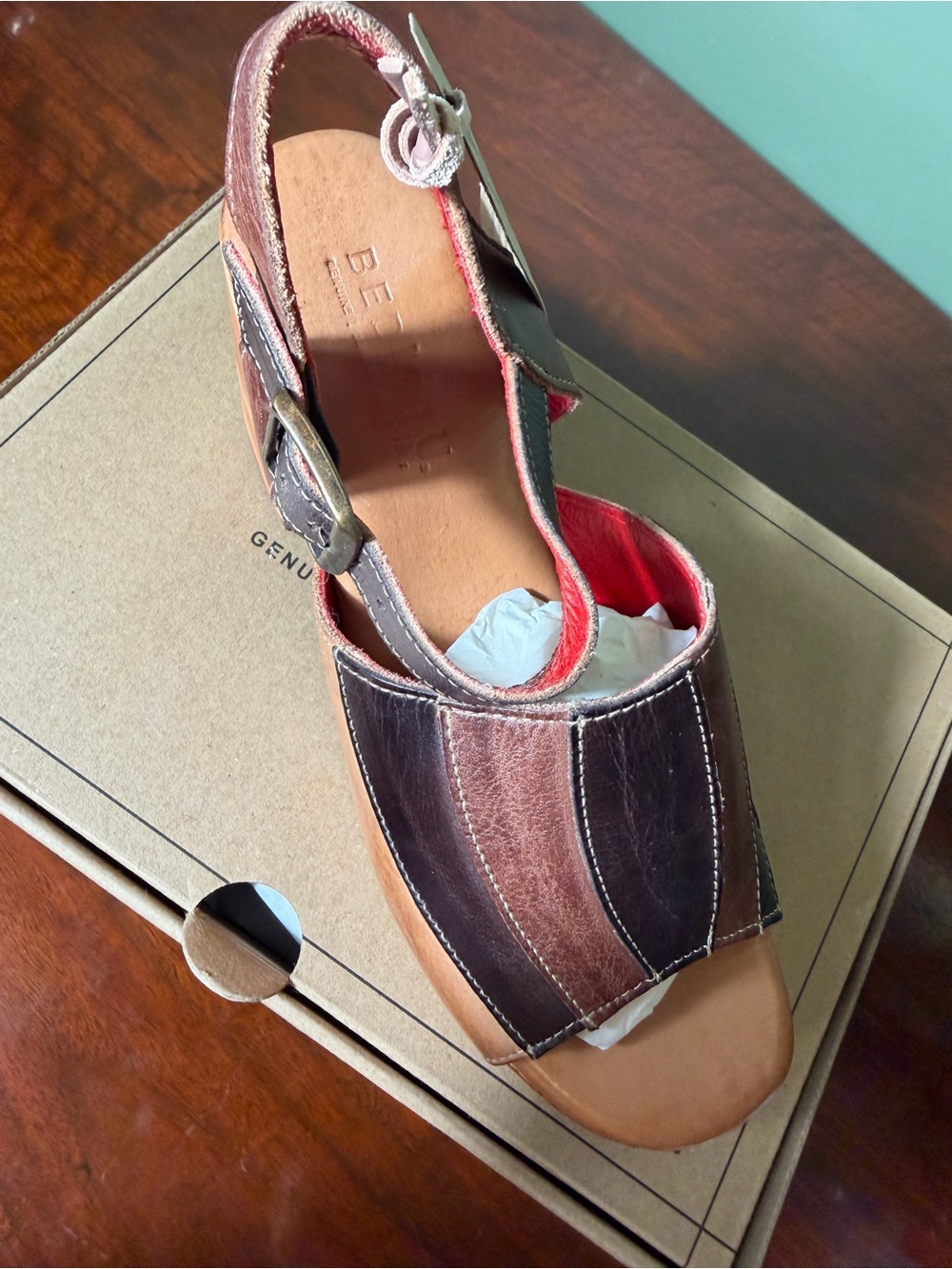 Bed Stu Jetsetter Cold Brew Rustic Platform Heels Sz 8.5 NWT - Picture 10 of 16